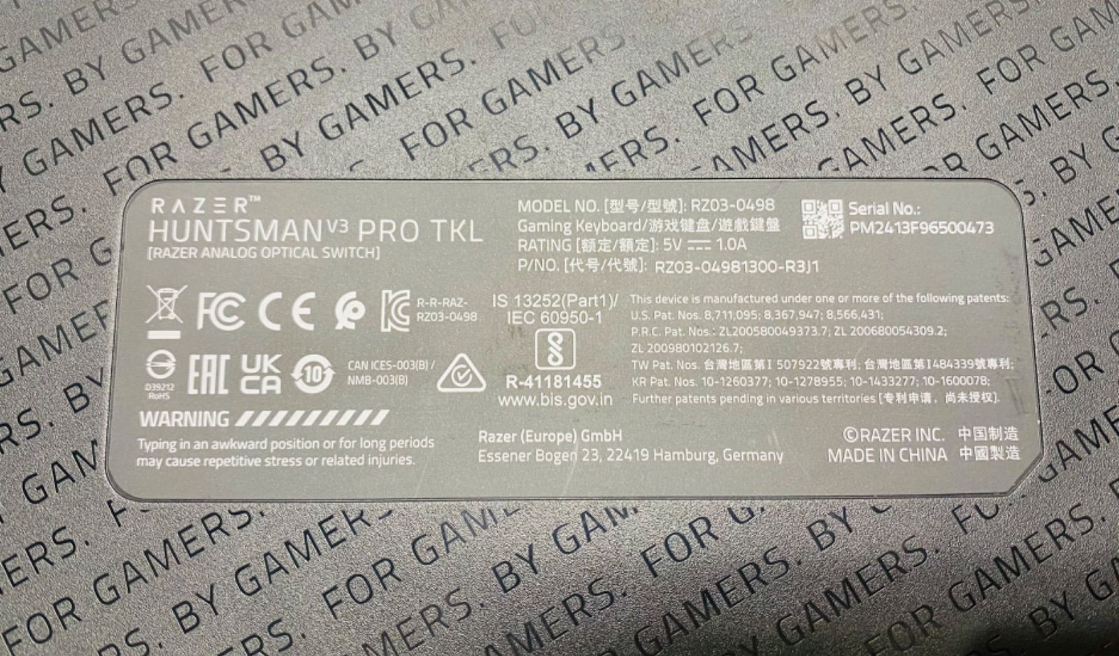 【訳あり品】 ラピッドトリガー 搭載 Razer レイザー Huntsman V3 Pro Tenkeyless JP A0712 0828ML014 0120240826101199