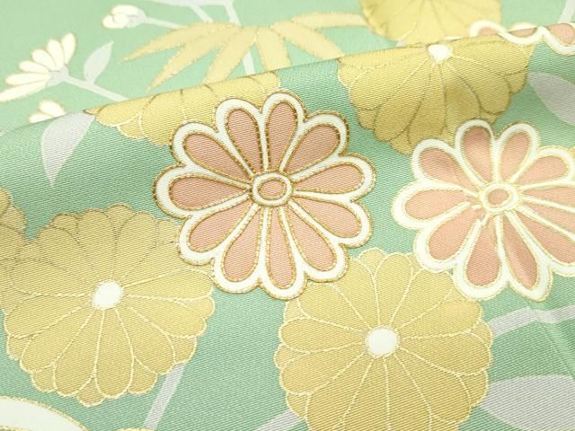 ☆ 訪問着 四季の花模様 金駒刺繍 金彩 青磁色 トールサイズ K-4380 訪問着 四季の花模様 金駒刺繍 金彩 青磁色 トールサイズ K-4380