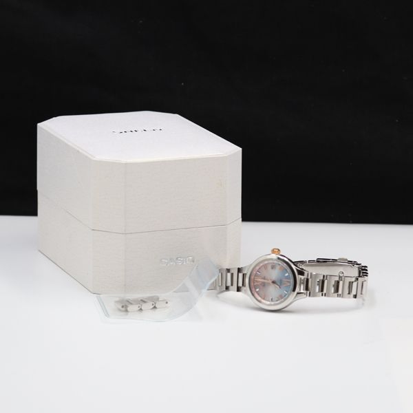 CASIO SHEEN 腕時計 5435*JA 箱/コマ3付 稼働 カシオ シーン 5435 SHW-1700 デイト 電波