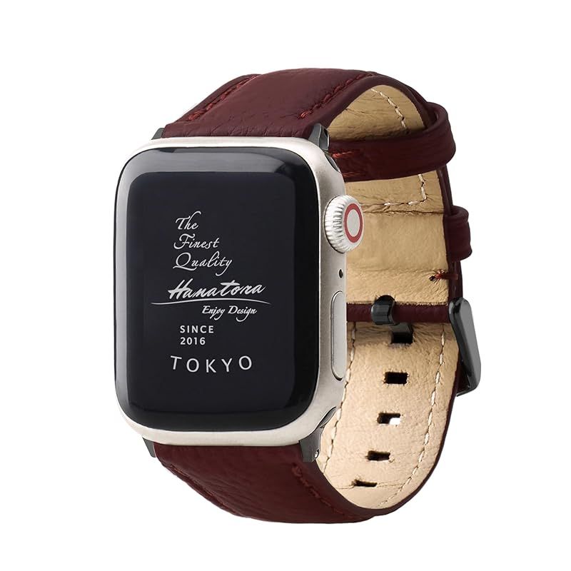 HANATORA アップルウォッチ用バンド AppleWatch互換性 バンド コンパチブル 41mm 40mm 38mm 本革 シュリンクレザー メンズ レディース ワイン ブラック AWBGZ01-M-Wine-BK プレゼント人気 ギフト 誕生日プレ