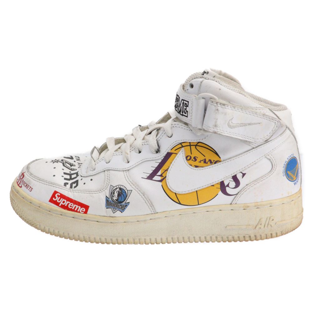 SUPREME (シュプリーム) AIR FORCE 1 MID NBA TEAM ナイキ エアフォース1 ミッド エヌビーエーチーム ミドルカットスニーカー ホワイト US8.5/26.5cm AQ8017-100