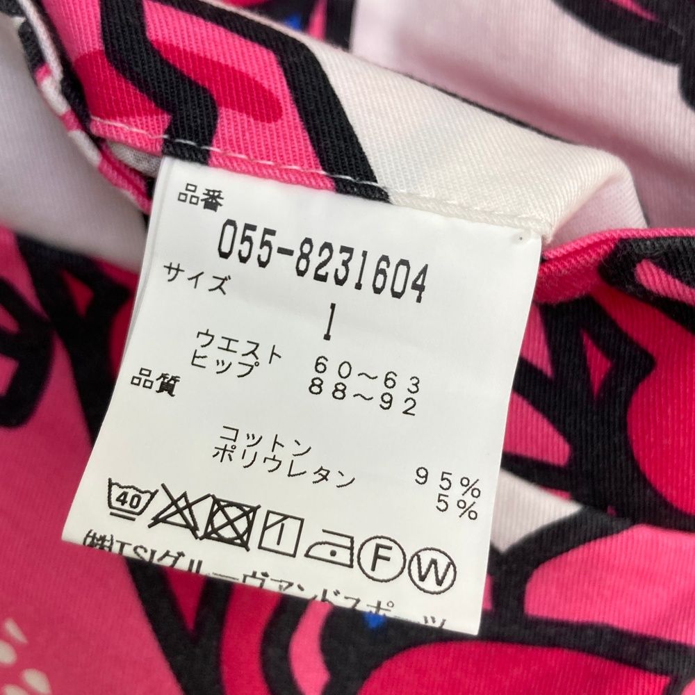 サイズ：1 PEARLY GATES パーリーゲイツ ストレッチパンツ 総柄 ピンク