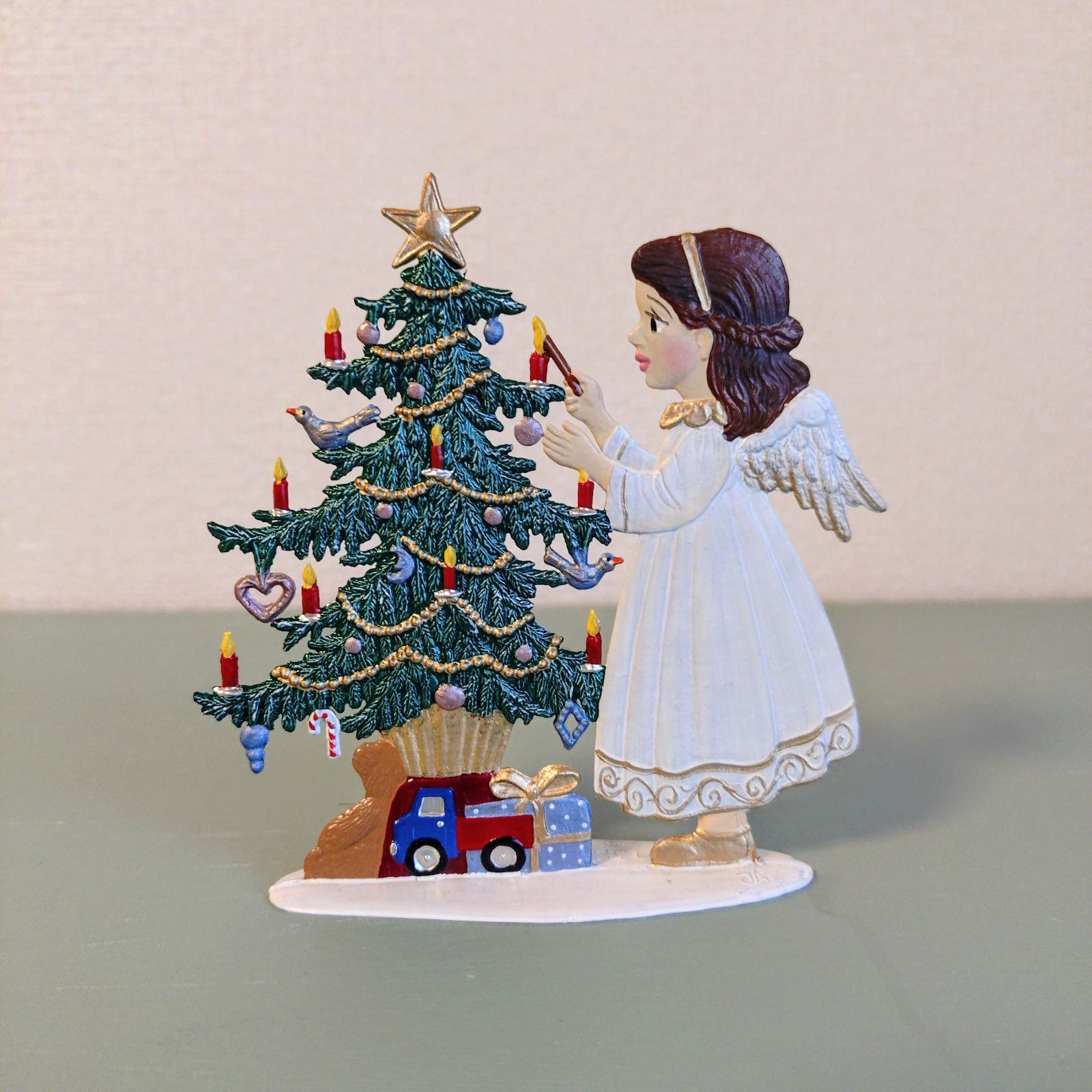 再入荷 クリスマスツリーと天使 スタンド 錫製 ドイツ工芸品 ドイツ 
