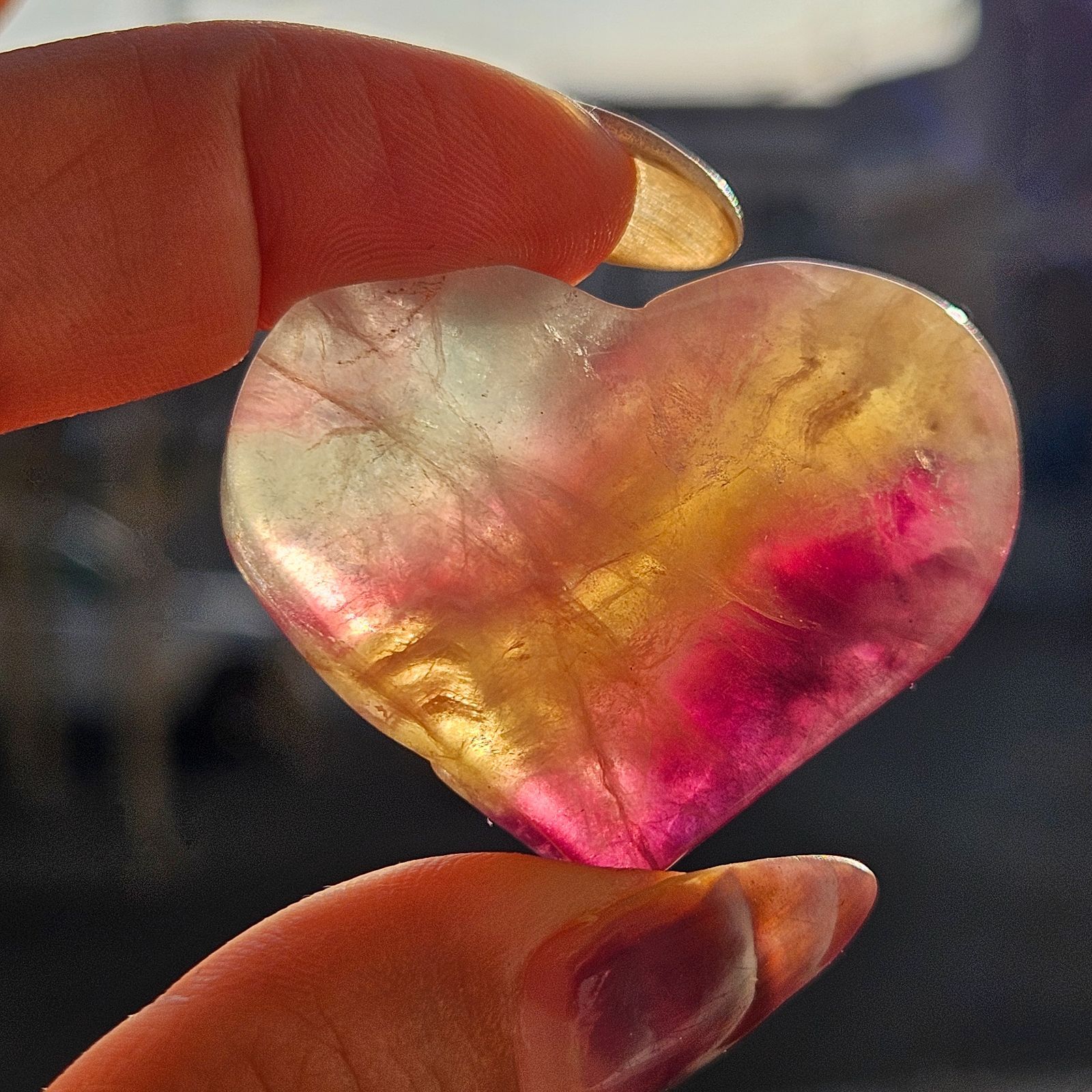 キャンディ フローライトハート皿器浄化皿小物入蛍石①