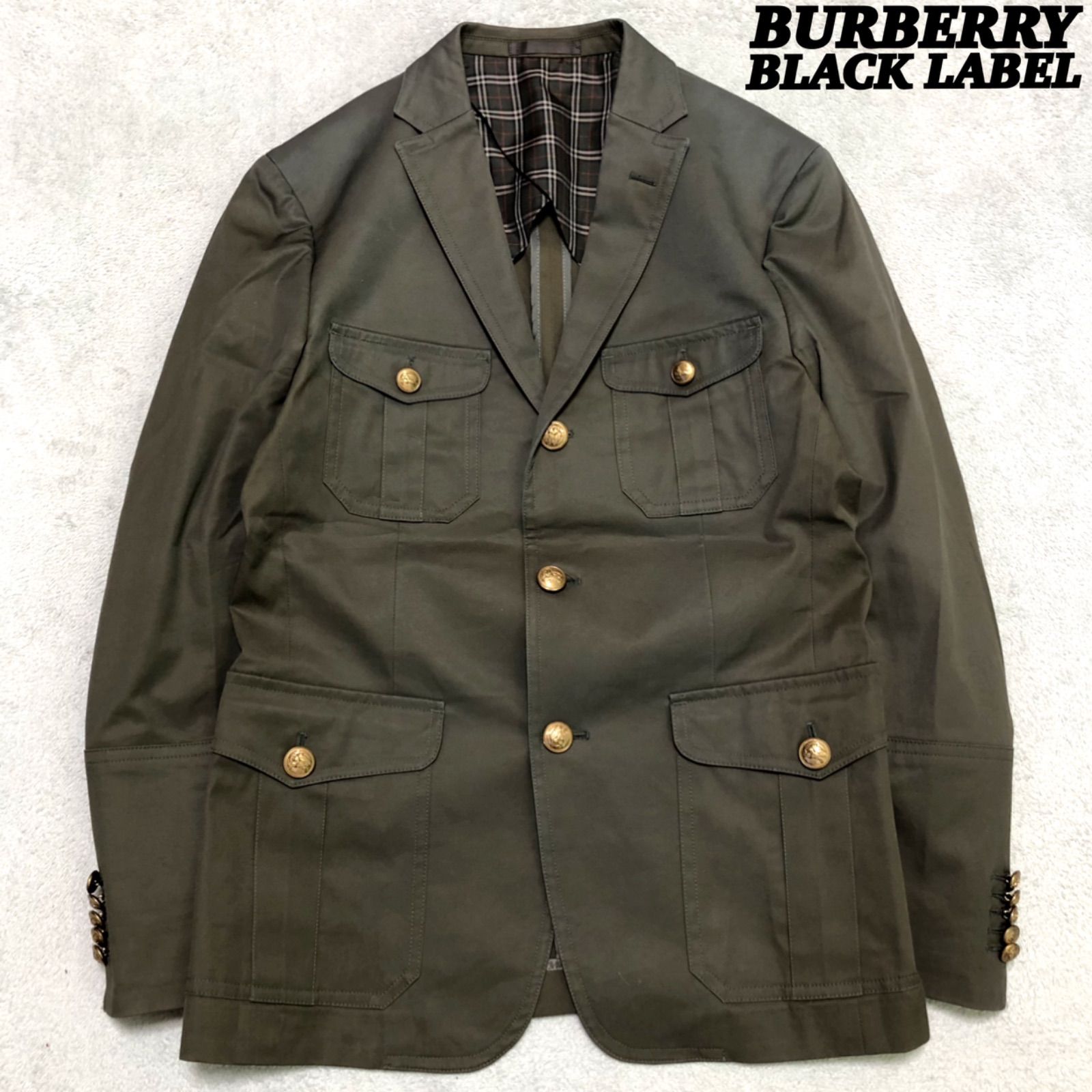 【美品】バーバリー ブラックレーベル L サファリジャケット ノバチェック BURBERRY BLACK LABEL - BURBERRY バーバリー ノバチェック 麻混