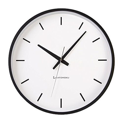 KATOMOKU plywood wall clock ブラック 電波時計 連続秒針 km-49BRC