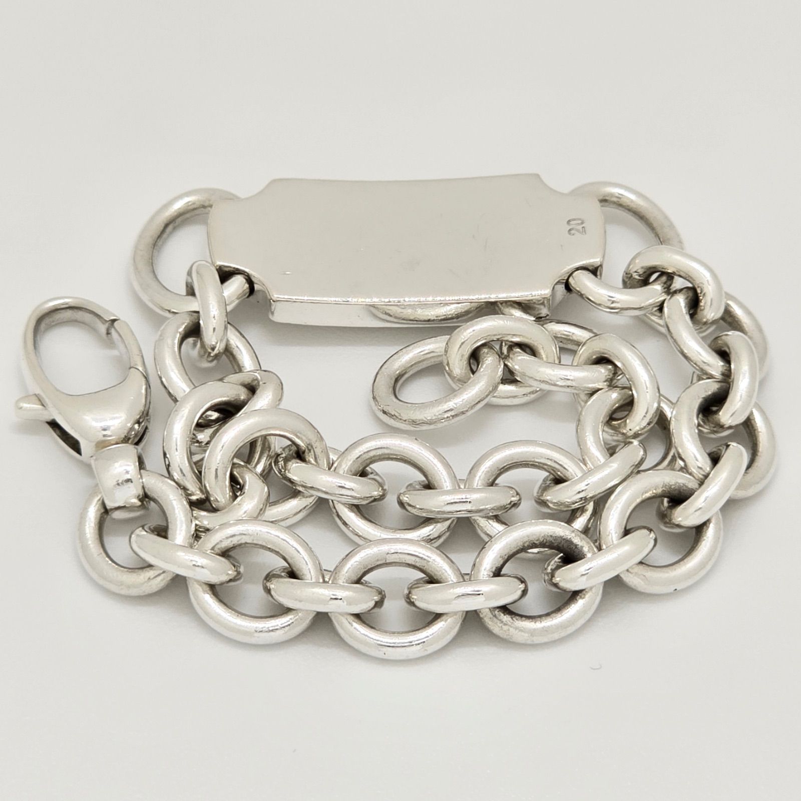 Gucci シルバーロゴチェーンブレスレット GUCCI グッチ ロゴプレート チェーン ブレスレット 20 全長22