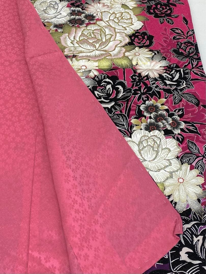 振袖 仮絵羽 舞台衣装 銀通し 金彩 グリッター箔 正絹 未仕立て品 八掛