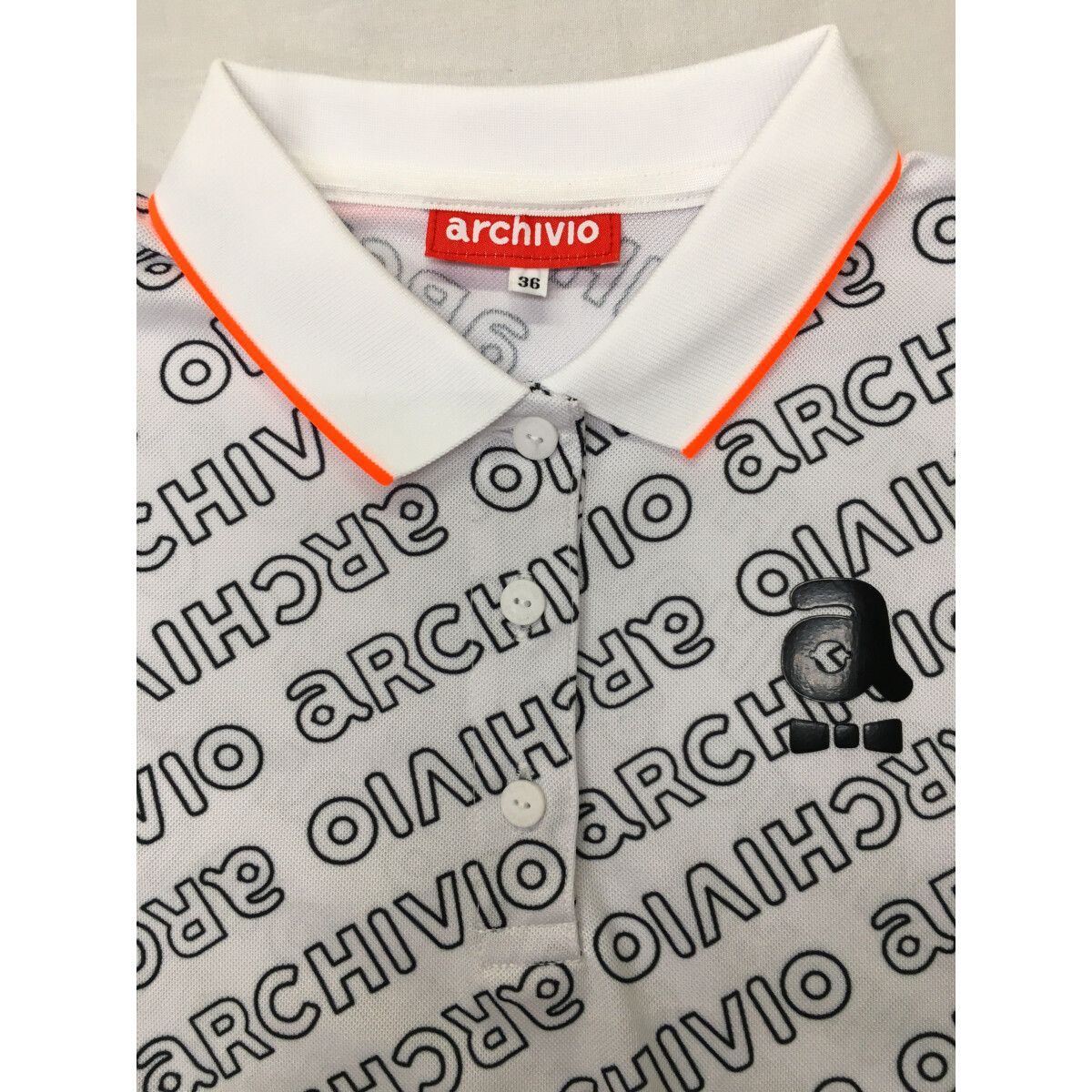 archivio - coco 中古 アルチビオ archivio レディース 半袖ポロシャツ 36(S) 白 ホワイト 総ロゴ archivio - coco 中古 アルチビオ archivio レディース 半袖