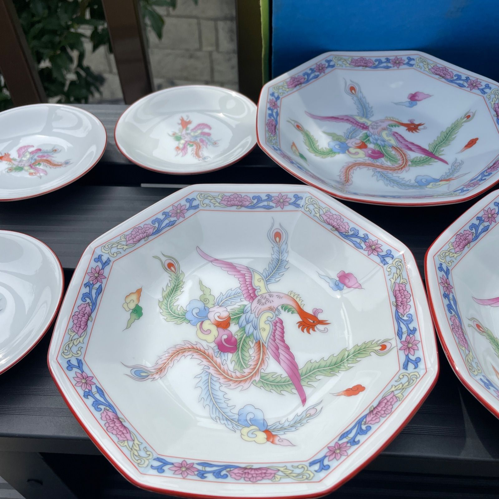 ナルミ 中華八角皿 チャーハン皿 少皿5枚 鳳凰 中華食器 18×3