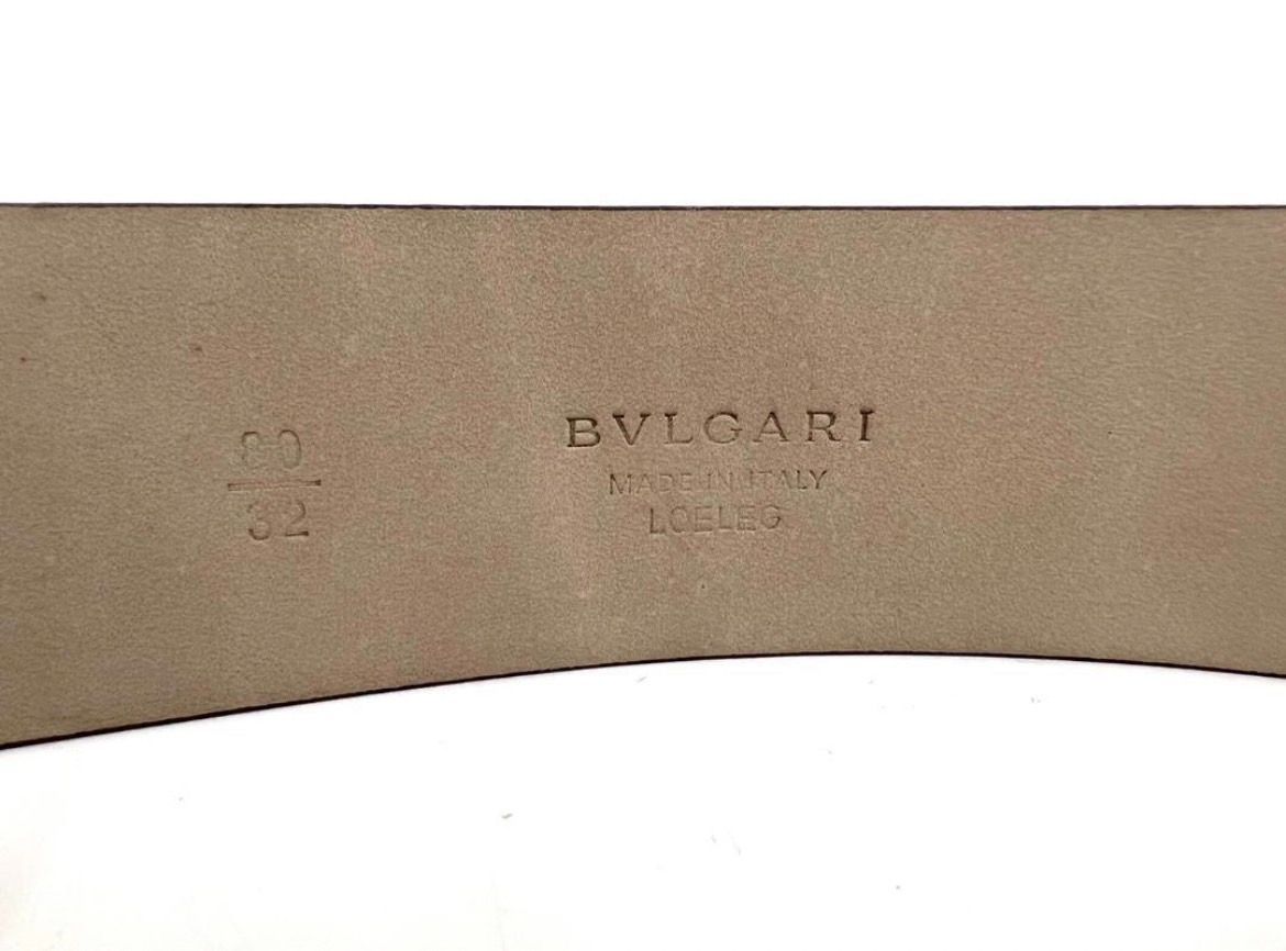 BVLGARI ブラウン レザー ベルト ゴールドバックル BVLGARI ブルガリ レザーベルト ラウンドロゴバックル ゴールド