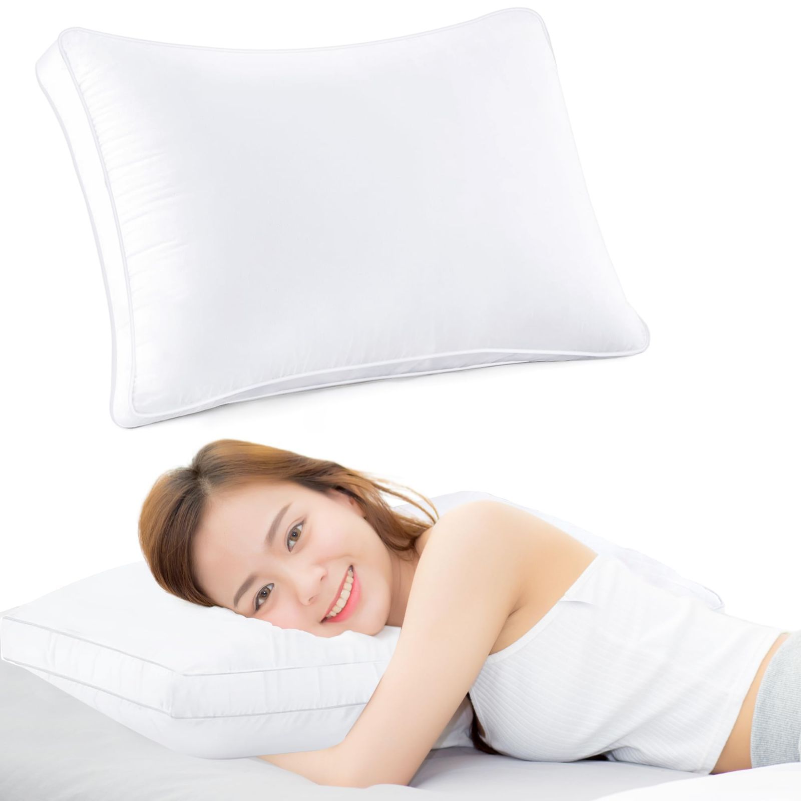 【 限定ブランド】枕 高反発枕 まくら HAODEMI 高級ホテル仕様 通気性 柔らかい 丸洗い可能 まくらは横寝に適し 両面 ホワイト（63x43x20CM)