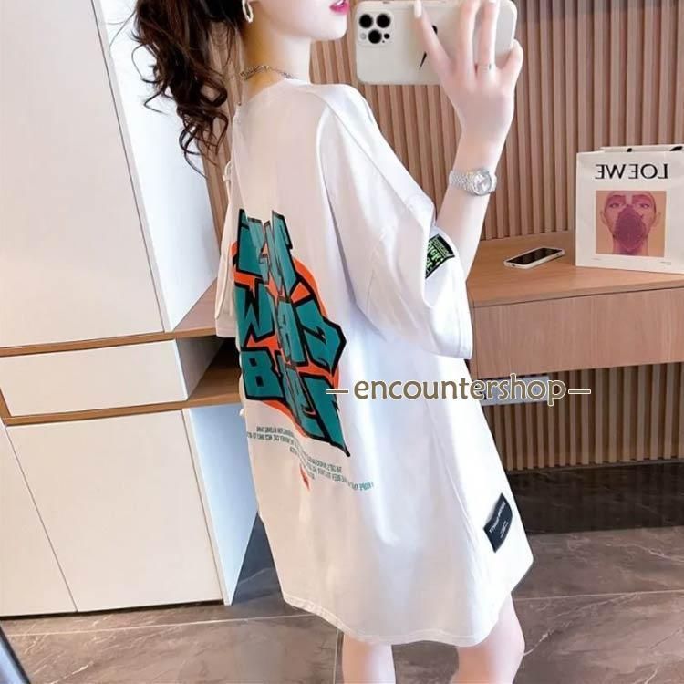 Tシャツ レディース 英字 半袖 ロゴ 韓国 ロング丈 ゆったり 着痩せ 薄地 楽天市場】半袖Tシャツ レディース 韓国 英字ロゴ ビッグTシャツ