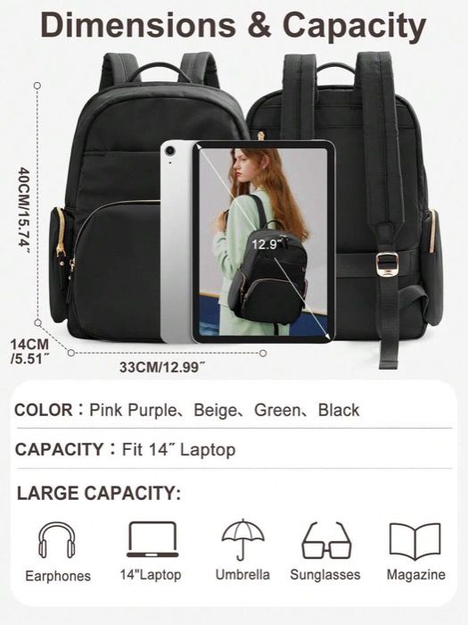 バッグ レディース バックパック 14|15インチノートパソコン対応 レディース ラップトップバックパック ファッション 防水 軽量 ブックバッグ 旅行 仕事 ビジネス 教師 看護師 パソコンバッグ スタイリッシュ