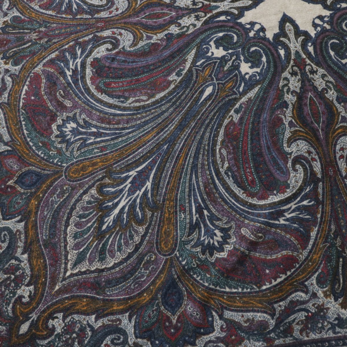 ロロピアーナLoro Pianaカシミヤ100%ペイズリー総柄フリンジストール