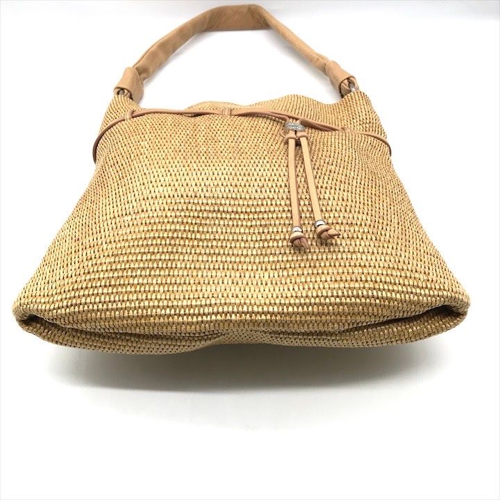 良品 HUNTING WORLD ハンティングワールド ラフィア レザー かご ワン  