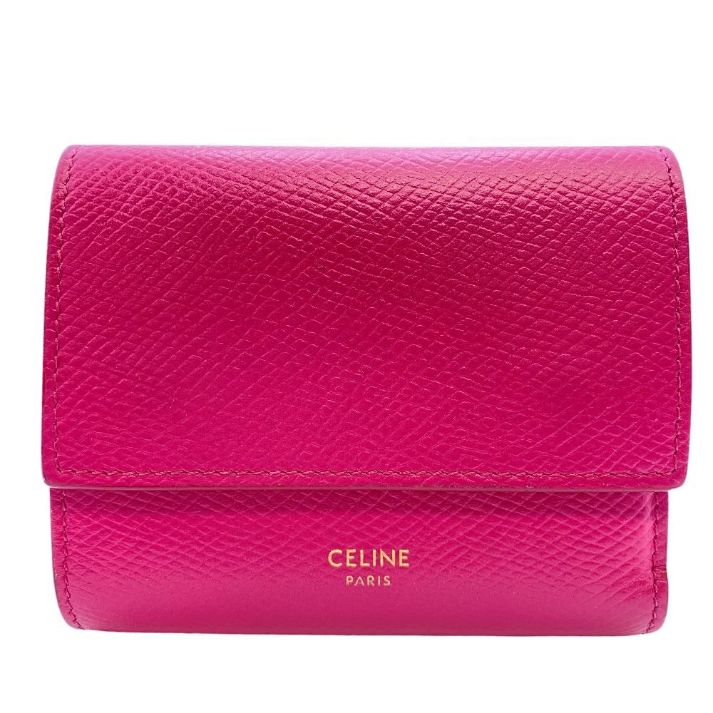 公式の セリーヌ財布 赤 SELINE 折財布 SELINE コンパクト財布123 折り