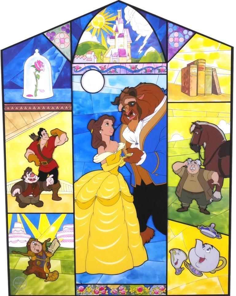 ディズニー『美女と野獣』◇セル画 背景版画◇保証書、公式印有◇額装