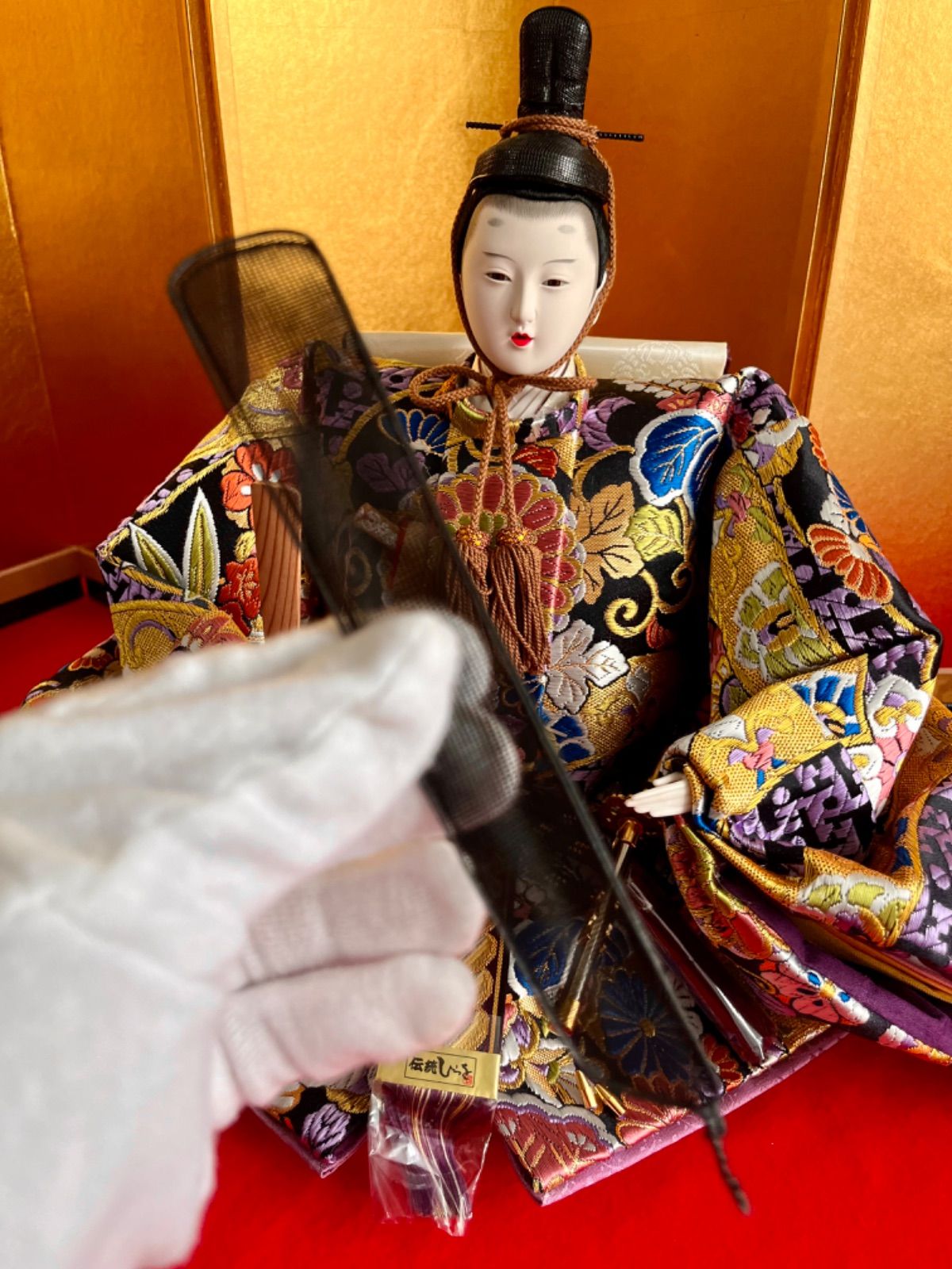 巨大！京五番☆特大親王飾り☆絢爛豪華な極彩色の金襴☆頭師は熊倉聖祥