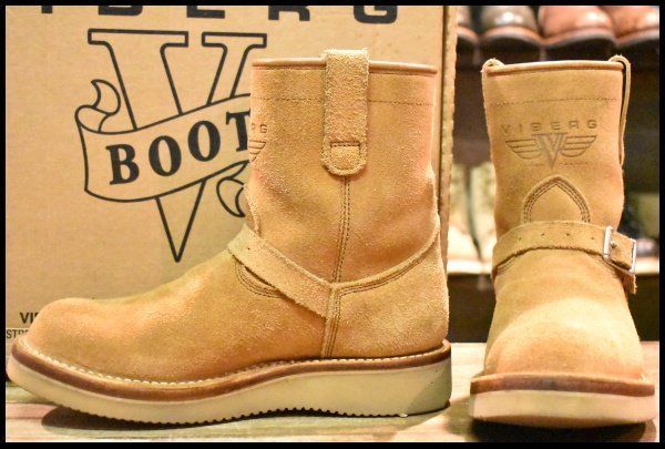 UK8.5 VIBERG ヴァイバー 87 ショートシフト ベージュラフアウト スエード シングル エンジニア ブーツ HOPESMORE FE086