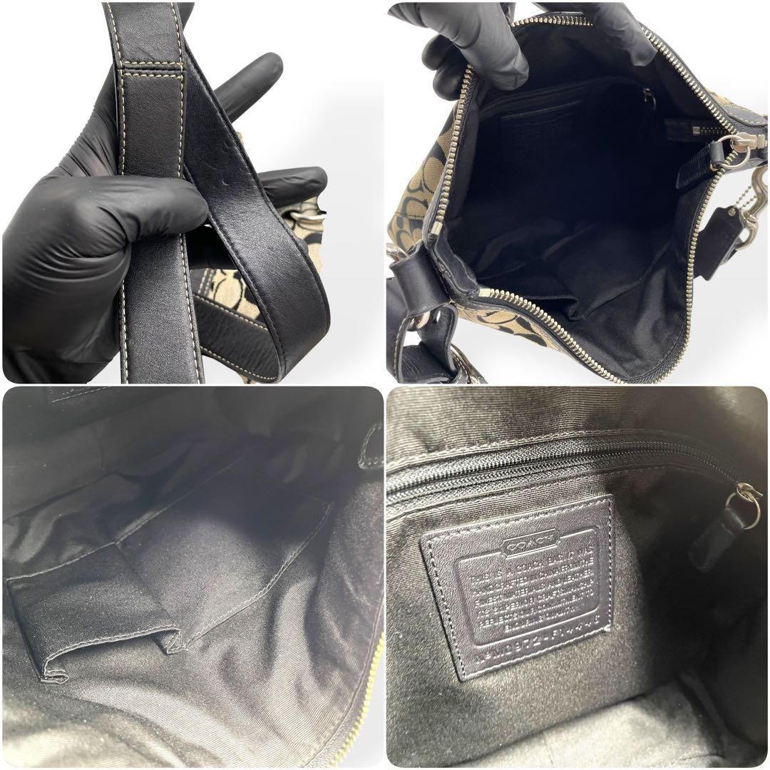 ✨美品✨COACH ショルダーバッグ シグネチャー キャンバス レザー ブラック ✨極美品✨コーチ ショルダーバッグ シグネチャー キャンバス