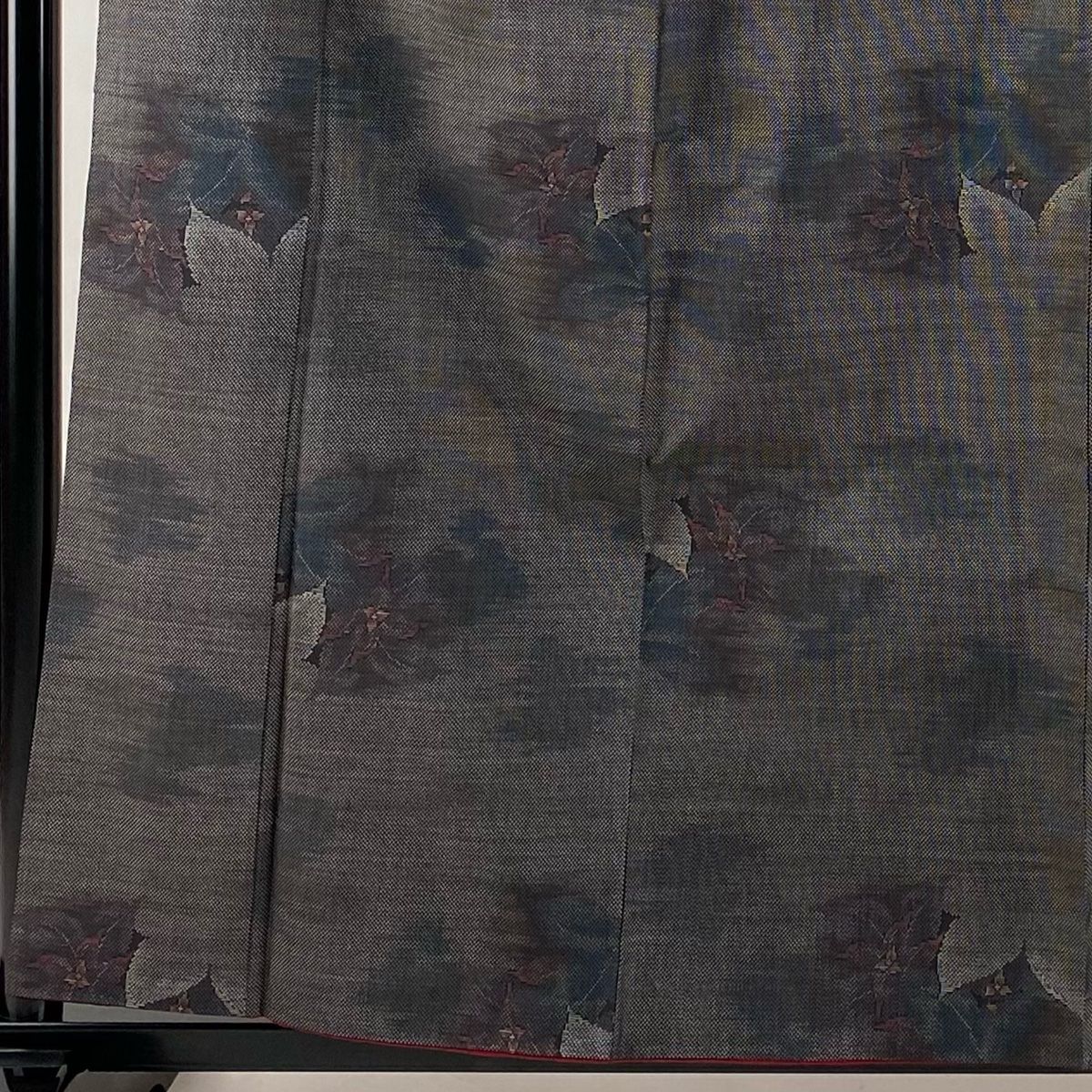 大島紬 身丈160.5cm 裄丈65cm M 袷 草木染 証紙 草花 焦茶色 正絹