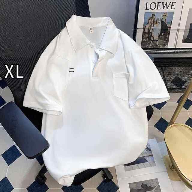 [XL]メンズ ファッション 服 男性用 オシャレ シンプル 大人 かっこいい 大きいサイズ ストリート 紳士服 夏 ボタン 半袖 ポロシャツ カジュアル スポーツ トレーニング ウェア ポケット T シ