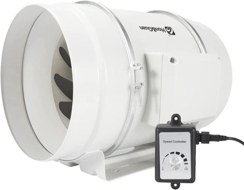 Hon-amp-Guan ダクトファン 200mm インバータダクトファン インボイス制度登録店 省エネ 塗装ブース用換気扇 110V～120V 無段階調速スイッチ付き 産業用排風機 中間取付 丸