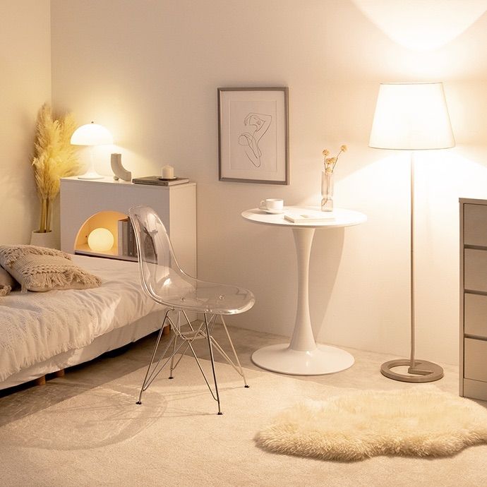 2点セット】Tina 幅60cm カフェテーブル+イームズクリアチェア