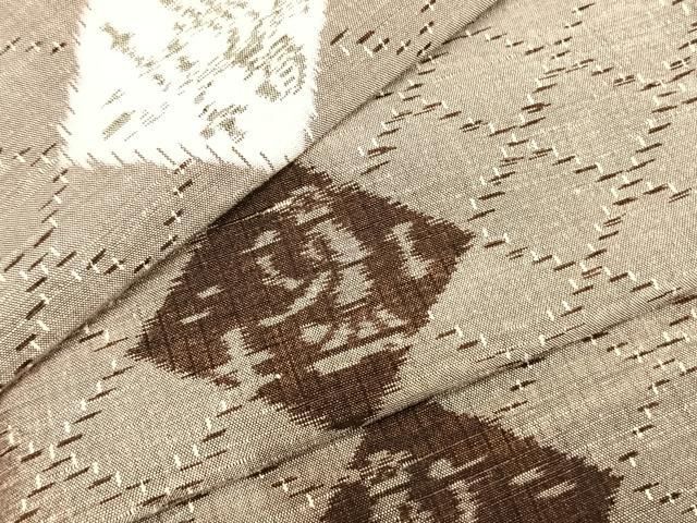 平和屋着物▽上質な紬 単衣 菱文 正絹 逸品 AABC0311fy