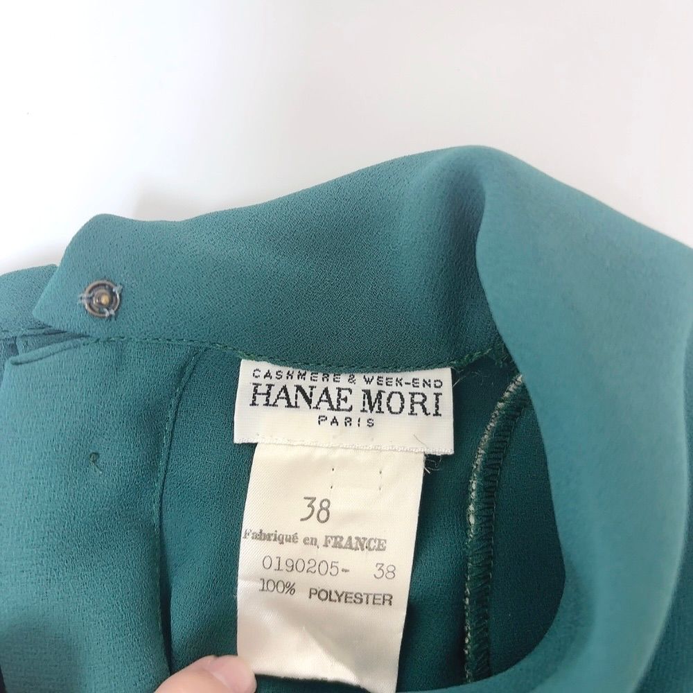 ハナエモリ HANAE MORI ブラウス 長袖 グリーン 38サイズ 963665 