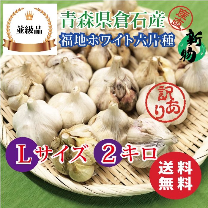 【並級品】青森県倉石産にんにく福地ホワイト六片種 Lサイズ 2kg-0