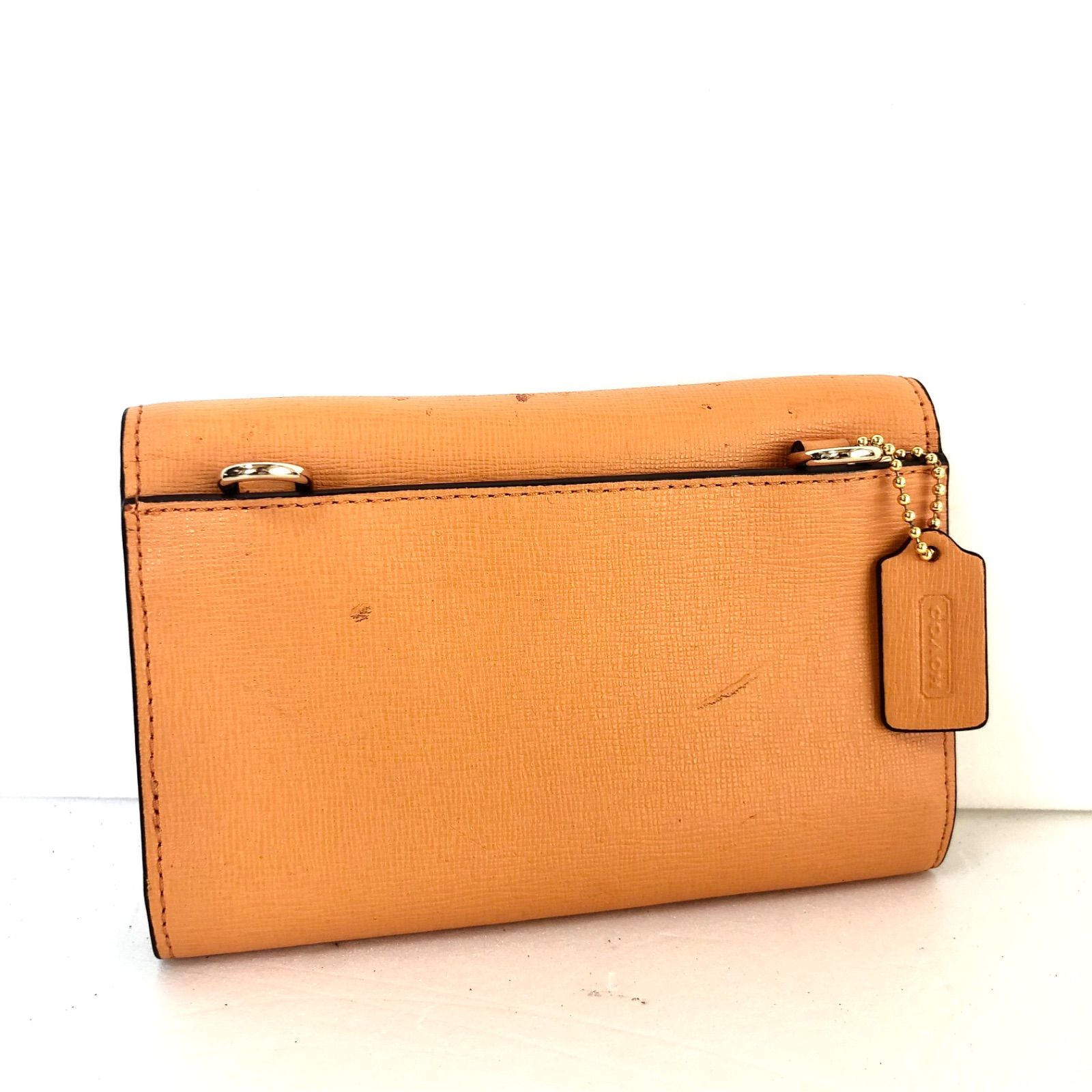 COACH コーチ ショルダーウォレット ポシェット レザー オレンジ 