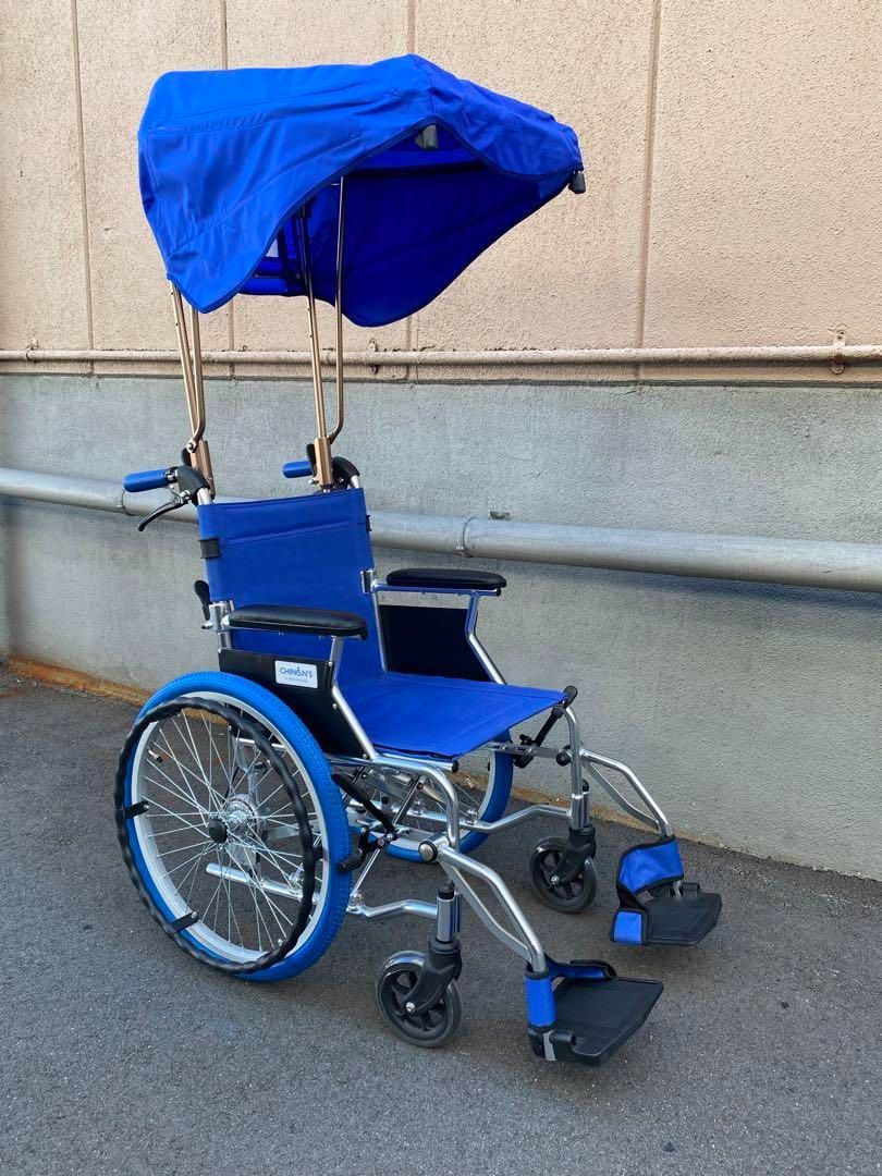 折りたたみ傘付き車いす パレット ブルー 現品限り