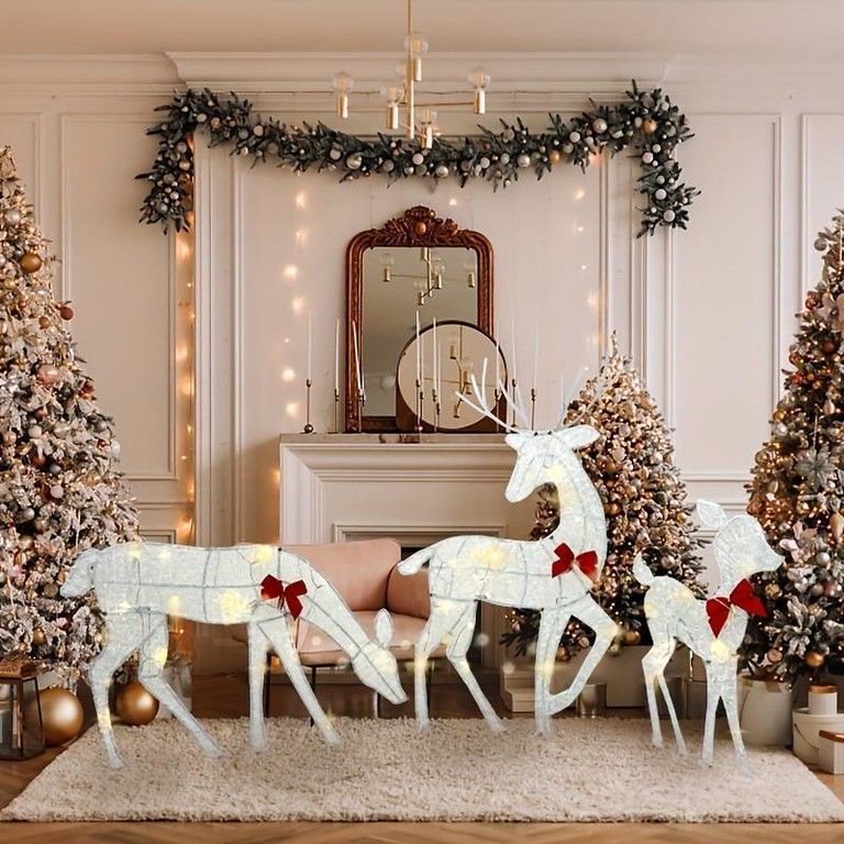 金属製ガーデニング鹿オーナメント|屋外置物|お祝いホームデコレーション|ホリデーシーズンに|丈夫でクラシックなデザイン