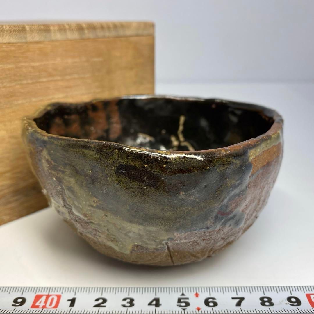 常滑焼 名工 滝田椿渓 茶碗 木箱付 横幅約11㎝ 東Y6-0705②