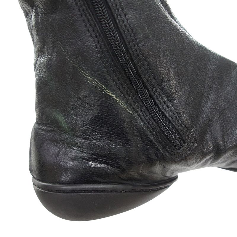 トリッペン/TRIPPEN サイド ジップ レザー ブーツ ブラック 解れ加工