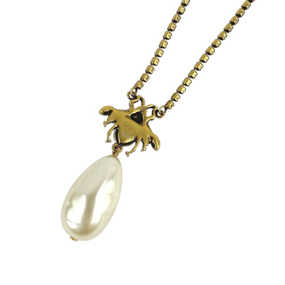 GUCCI 蜂 ビー Bee ネックレス パール □新同□ グッチ ビー ネックレス ハチ 蜂 パール ライン