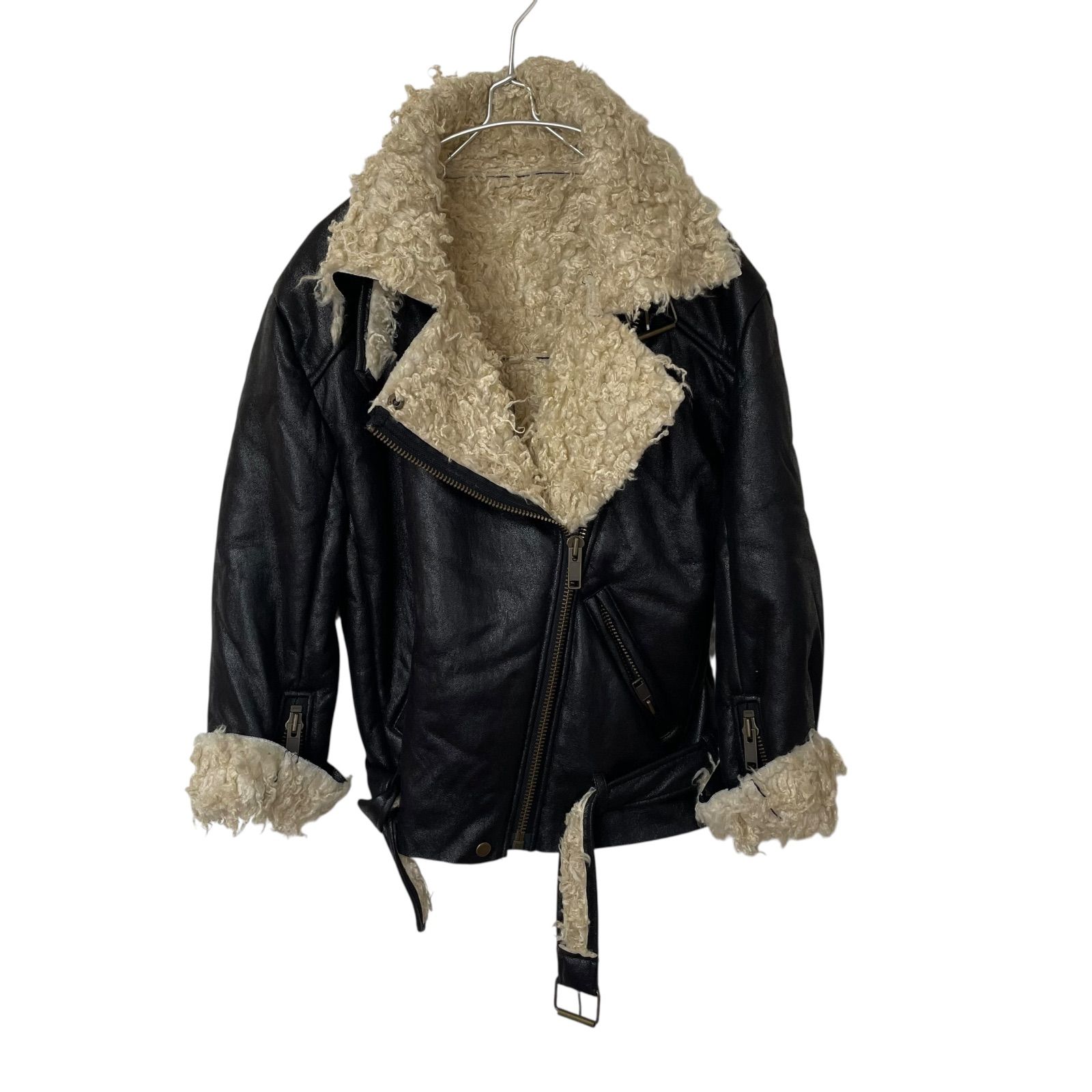 Z1491GYDA ジェイダ フェイクムートンライダースジャケット ブラック