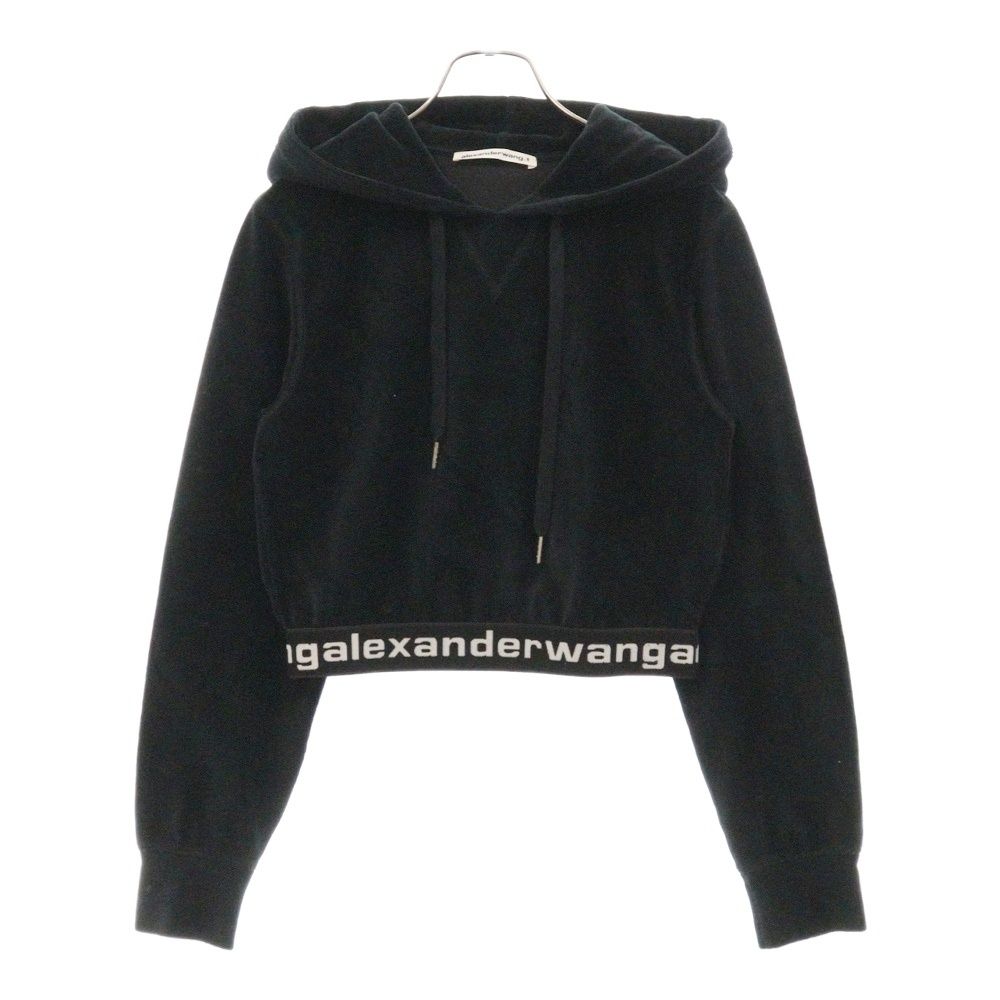 Alexander Wang - ALEXANDER WANG アレキサンダーワン Cropped Hoodie ベロアコーデュロイ プルオーバーパーカー フーディー ブラック レディース ALEXANDER WANG (アレキサンダーワン) Cropped Hoodie ベロア