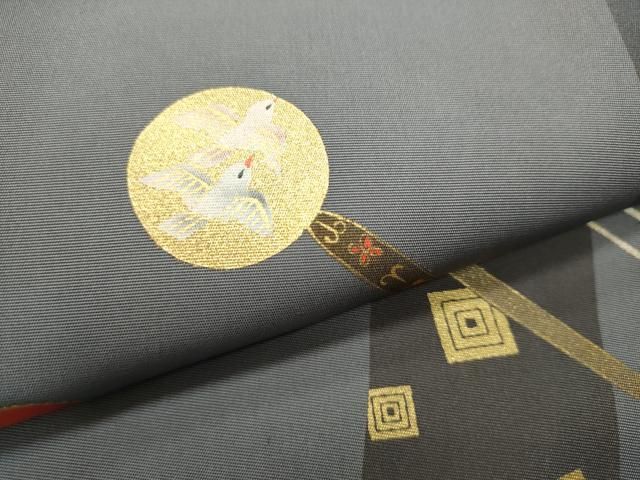 平和屋着物●塩瀬　九寸名古屋帯　簪　花鳥文　金彩　正絹　逸品　CAAV7132hy 平和屋着物○塩瀬 九寸名古屋帯 簪 花鳥文 金彩 正絹 逸品 CAAV7132hy