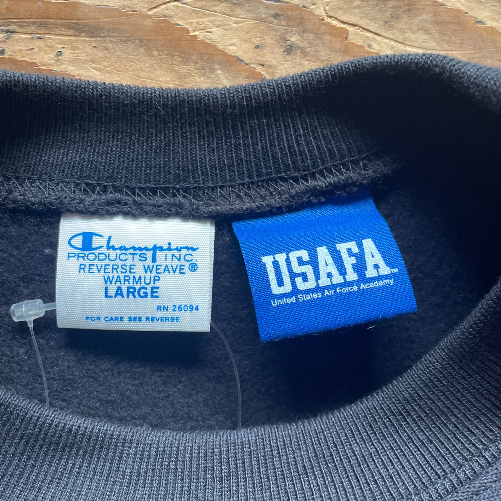 新品 25年秋冬 青単色タグ チャンピオン リバースウィーブ USAFA 黒
