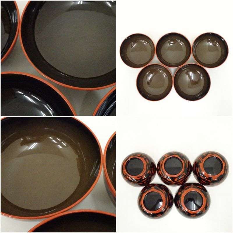 根来塗 青紫園造 煮物椀5客（共箱） 漆器 器 おしゃれ 懐石 割烹