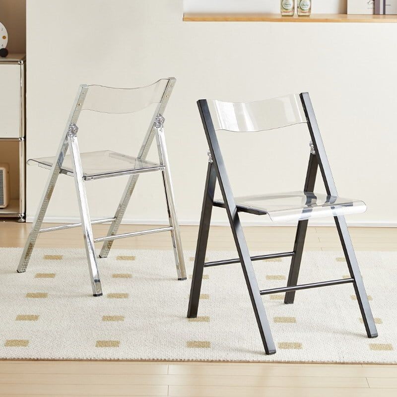 クリア 透明 チェア 椅子 折りたたみ 金属フレーム 角が丸い 疲れにくい シンプル インテリア ブラウン グレー ブルー ホワイト レッド
