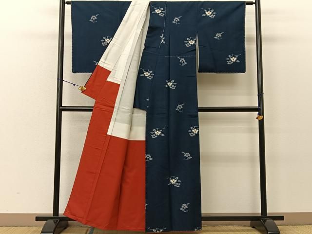 平和屋着物○本場大島紬 カタス9マルキ 葉づくし 正絹 逸品 未使用