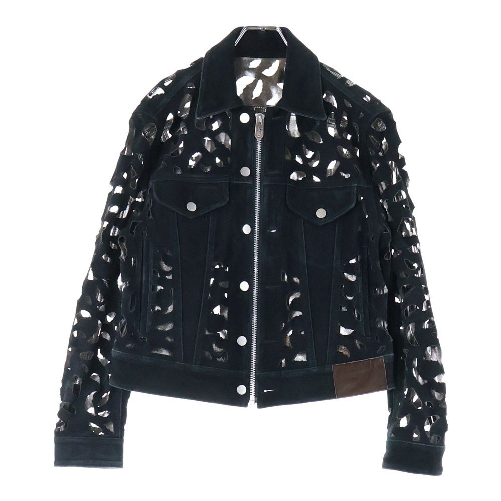 MASU エムエーエスユー WING-CUT LEATHER TRUCKER JACKET カットアウトデザインスウェードトラッカージャケット ブラック BL0924