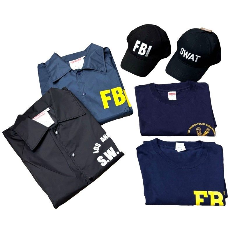 6点セット まとめ FBI SWAT ロゴ ウインドブレイカー / Tシャツ / ベースボールキャップ ブラック ネイビー Mサイズ 【中古】 52508K55 6点セット まとめ FBI SWAT ロゴ ウインドブレイカー / Tシャツ