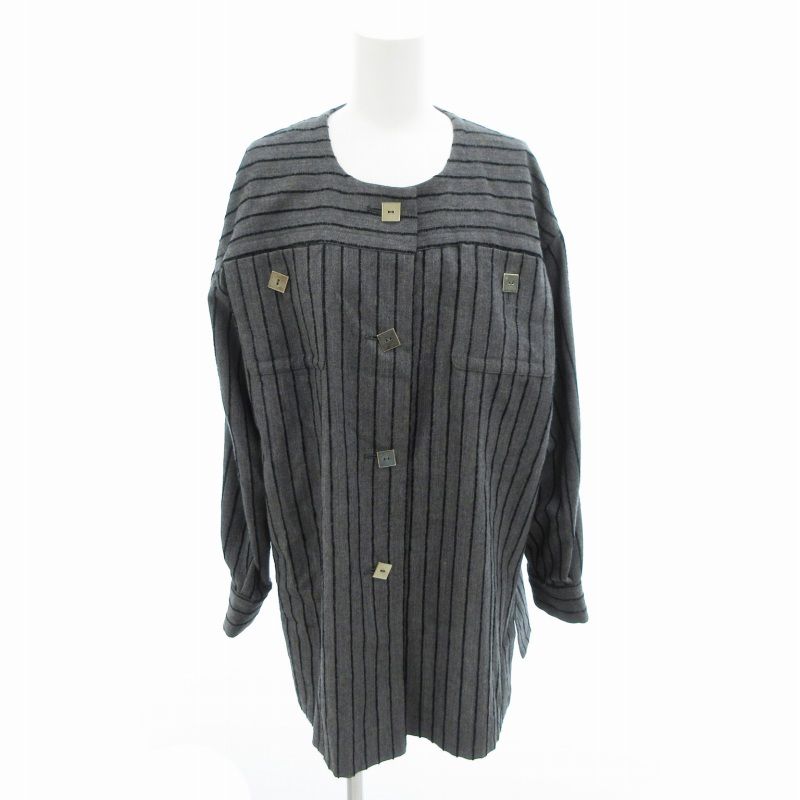 ジバンシィ GIVENCHY ヴィンテージ ノー ジャケット ストライプ スクエアボタン 10 グレー |HO□ 0426 GY18