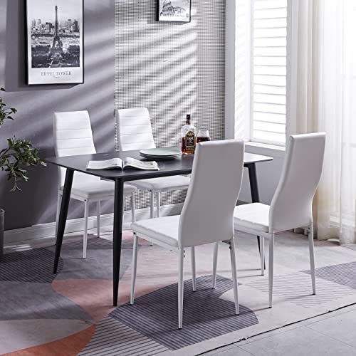 4脚セット ダイニングチェア レザー 椅子 イス 食卓椅子 レトロ 北欧 コンパクト リビングチェア ホワイト 4