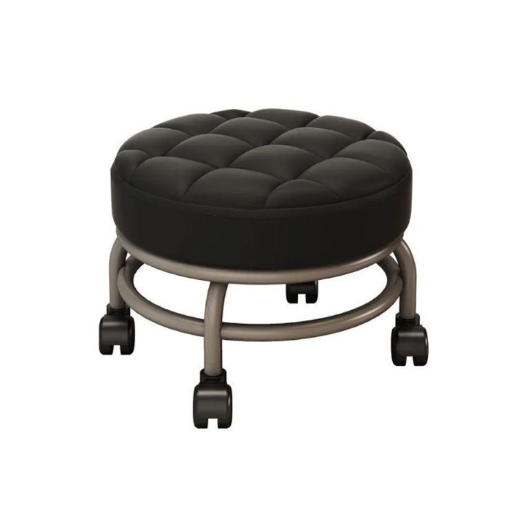 ロースツール キャスター付き キルティング 椅子 スチール脚 高